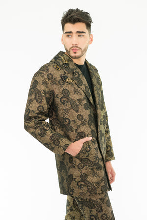 TRIMIY - Golden Jacquard - Embroidered Coat and Pants - Oscar Mendoza