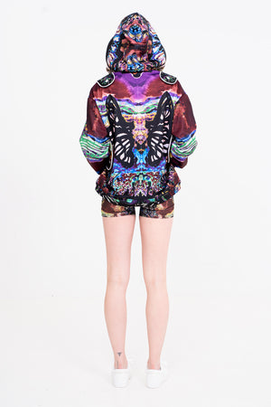 Abstract Butterfly Print Hoodie Mirror Effect - Oscar Mendoza