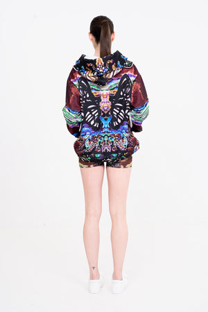 Abstract Butterfly Print Hoodie Mirror Effect - Oscar Mendoza