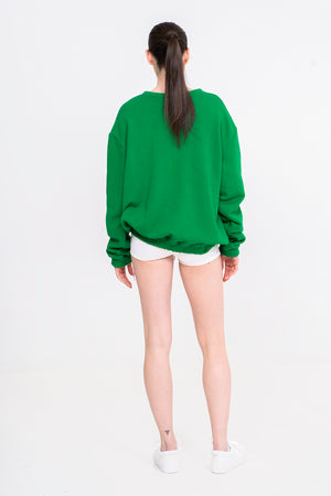 Oversize Heart Green Crewneck - Oscar Mendoza