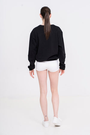 Oversized Heart embroidered Crewneck in Black - Oscar Mendoza