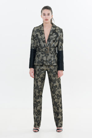 ERDEN - Tailored Jacquard Gold Suit - Oscar Mendoza