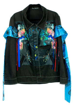 EZOTERIA - Black Ruffled Denim Style Jacket - Oscar Mendoza