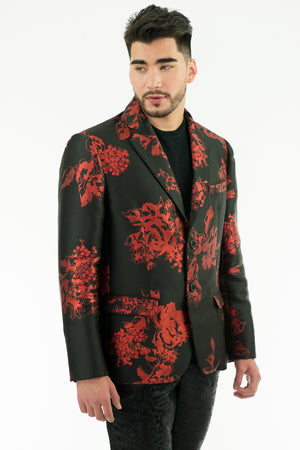 TRISTAN - Printed Jacquard Tailored Jacket - Oscar Mendoza