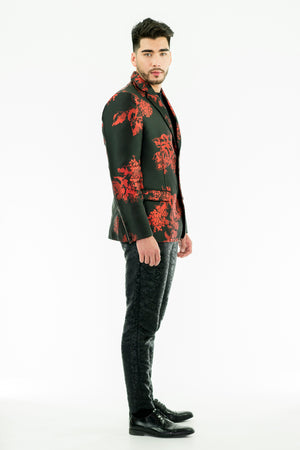 TRISTAN - Printed Jacquard Tailored Jacket - Oscar Mendoza