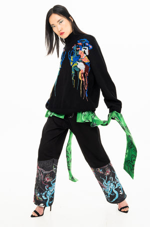 EZOTERIA - CHIMERA SWEATER - Handcrafted Merinos Sweater with Alebrije Mirror Effect Handmade Embroidery - Oscar Mendoza