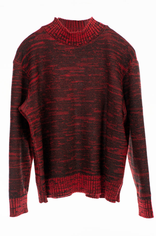 EZOTERIA - Casual Knitted Red Merinos Wool and  Black  Starlux Sweater - Oscar Mendoza